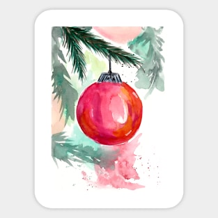 Red Christmas Tree Ornament Sticker